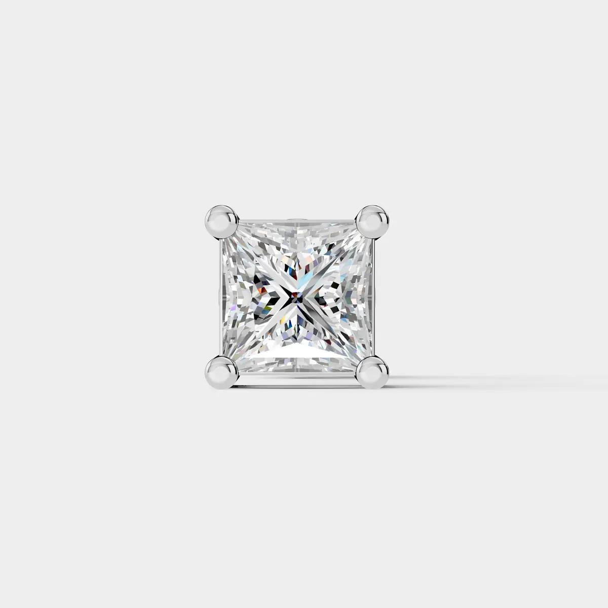 Princess Cut Diamond Four-Prong Stud Earring